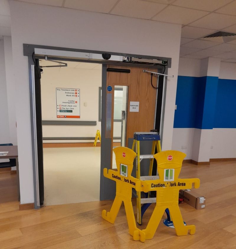 Automatic swing door repair in Peterborough City Hospital